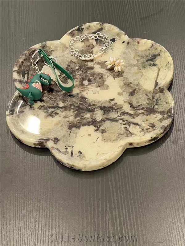 Flora Design Stone Plates Marble Calacatta Gold Jewelry Dish