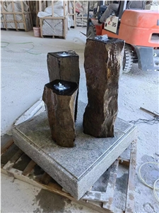 Landscaping Black Basalt Garden Fountain Stone Water Feature