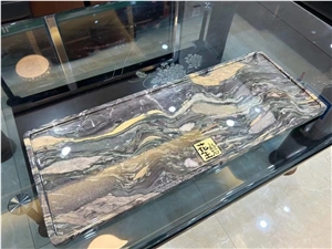 Marble Tea Trays Stone Cipollino Ondulato Serving Plates