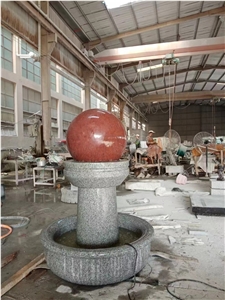Outdoor Stone Fountain Granite Rolling Sphere Water Features