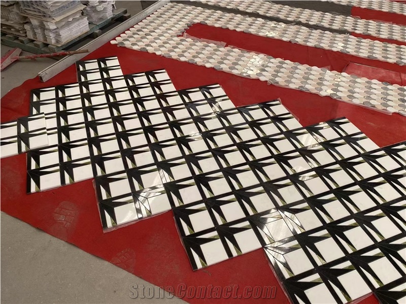 Water-Jet Customized Natural Marble Designed Mosaic Tiles