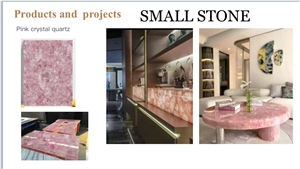 Rose Crystal Quartz Gem Stone Restaurant Table,Cafe Table