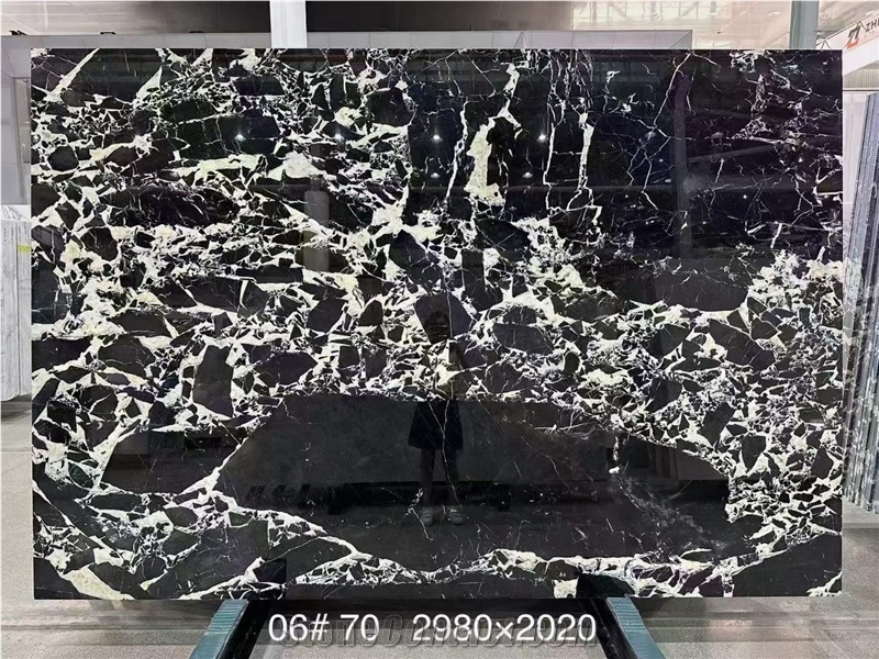 Black Noir Grand Antique Marble Slab Reticulate Pattern from China