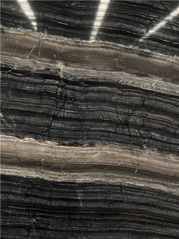 Antiquity Black Wooden Marble Slabs