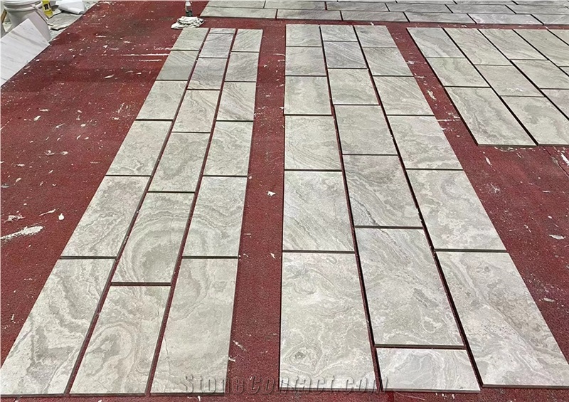Cross Cut White Wooden Marble Slabs, Propitious Clouds Tiles