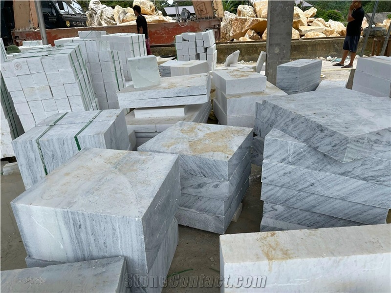 Vietnam Cyan Hill Crystal White Marble Blocks