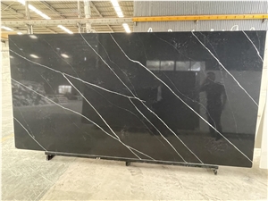 M516 Black Quartz White Veining Exotic Design Marble