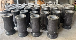 Grey Granite Monumental Vase, G654 Grey Granite