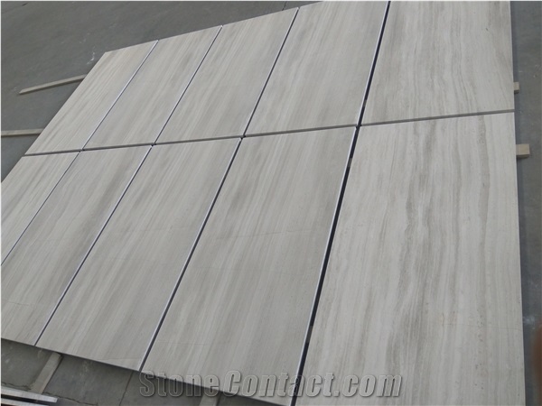 Cheap White Wood Vein Polished Marble Tiles For Wall Floor