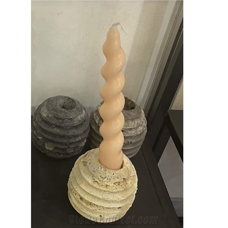 Modern Travertine Candle Holder For Home Decoration