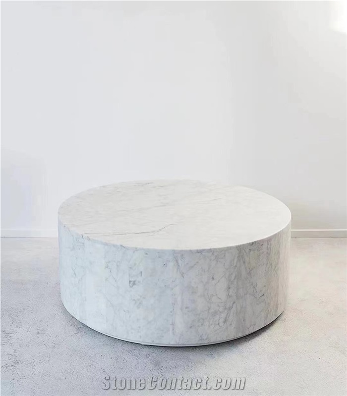 Carrara Marble  Low Rounded Plinth  Coffee Table