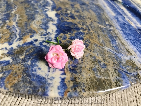 Luxury Bolivia Blue Marble Tray,Round Marble Serving Tray