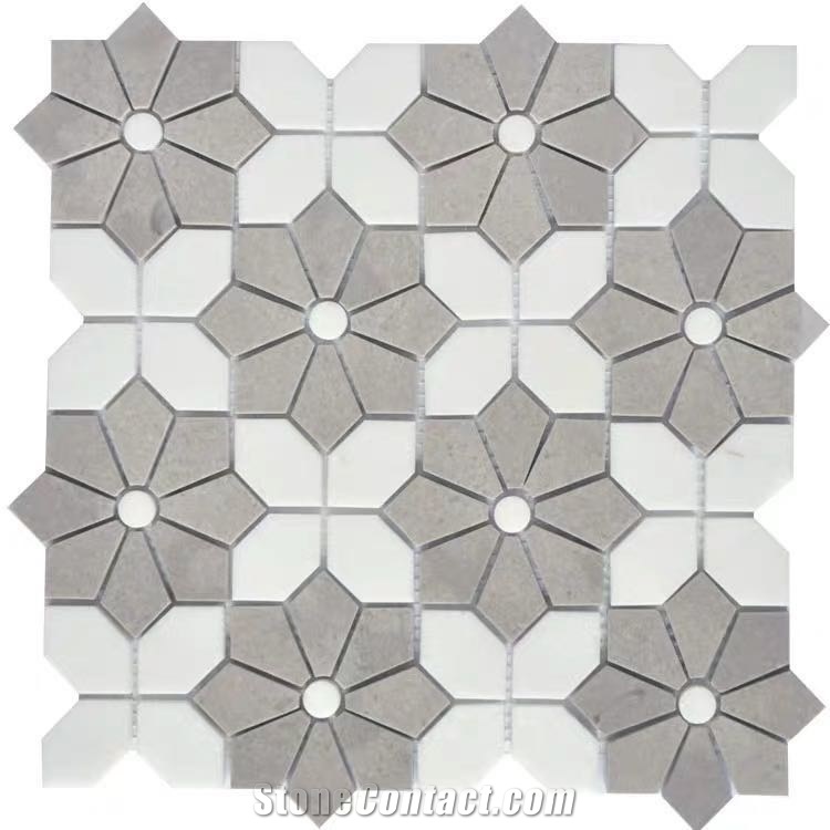 Natural Stone Mosaic Flower Design Tiles