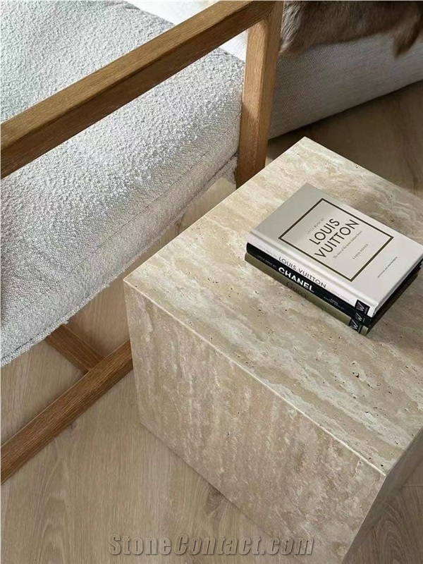 Vein Cut Travertine  Cubes ,Travertine Side Table,End Table