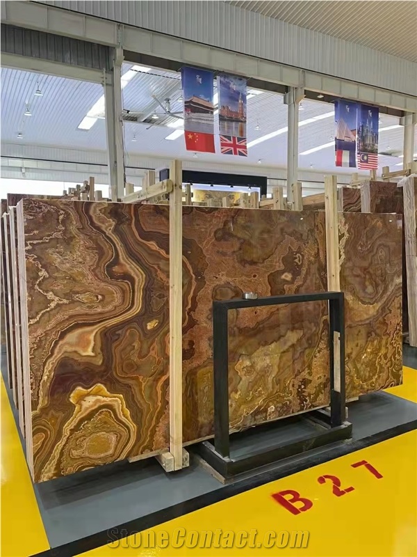 Book Match Persian Tiger Onyx For Wall Floor Tile