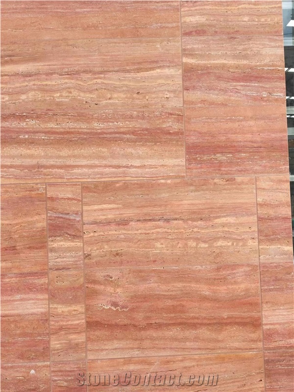 Customized Natural Stone Red Travertine For Wall Cladding