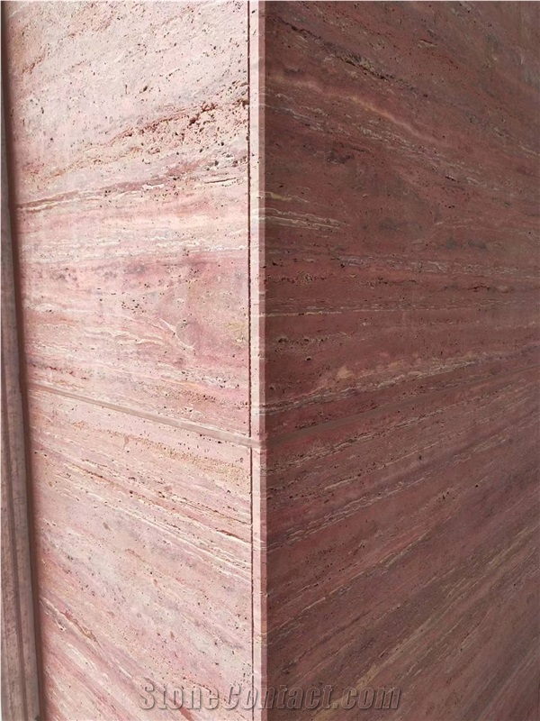 Popular Red Travertine Brushed For Wall Cladding