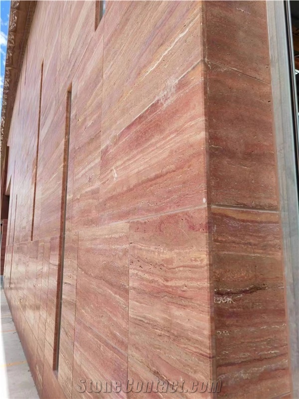Very Nice Exterior Wall Cladding Red Travertine