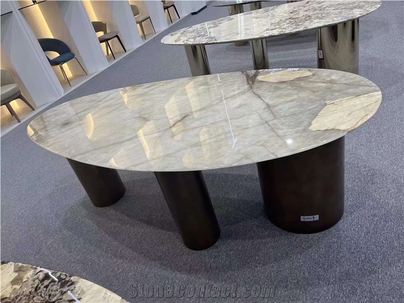 Brazil Azul Imperial Quartzite Side Table For Home Decor