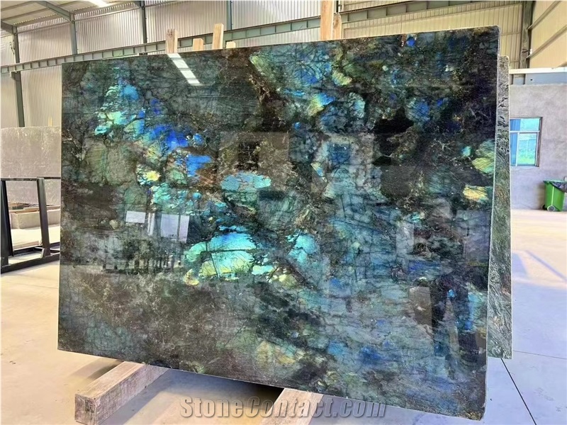 Labradorite Blue Flower Granite Slab For Home Decor Luxury