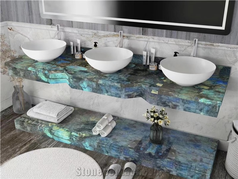 Labradorite Blue Flower Tiles For Home Decor Luxury