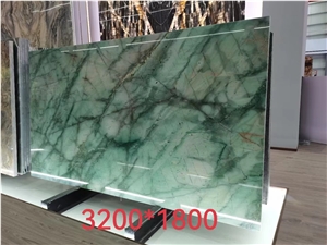 Light Green Natural Quartzite Stone With Dark Green Veins