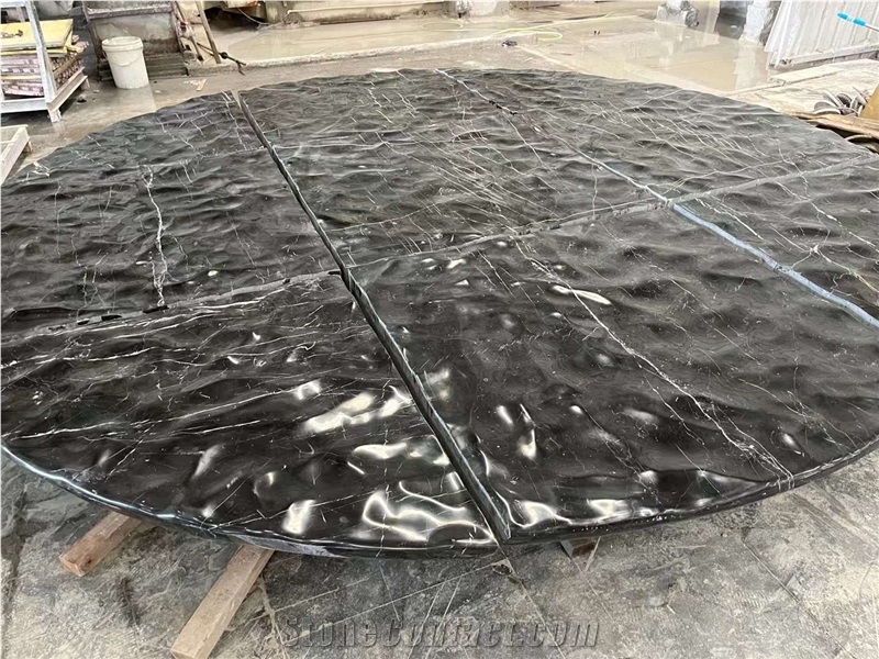 Noir Marquina Marble Tabletop With Wave Surface