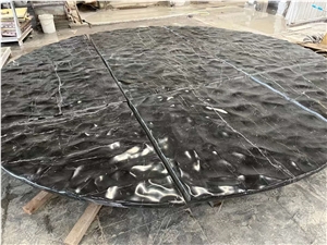 Noir Marquina Marble Tabletop With Wave Surface