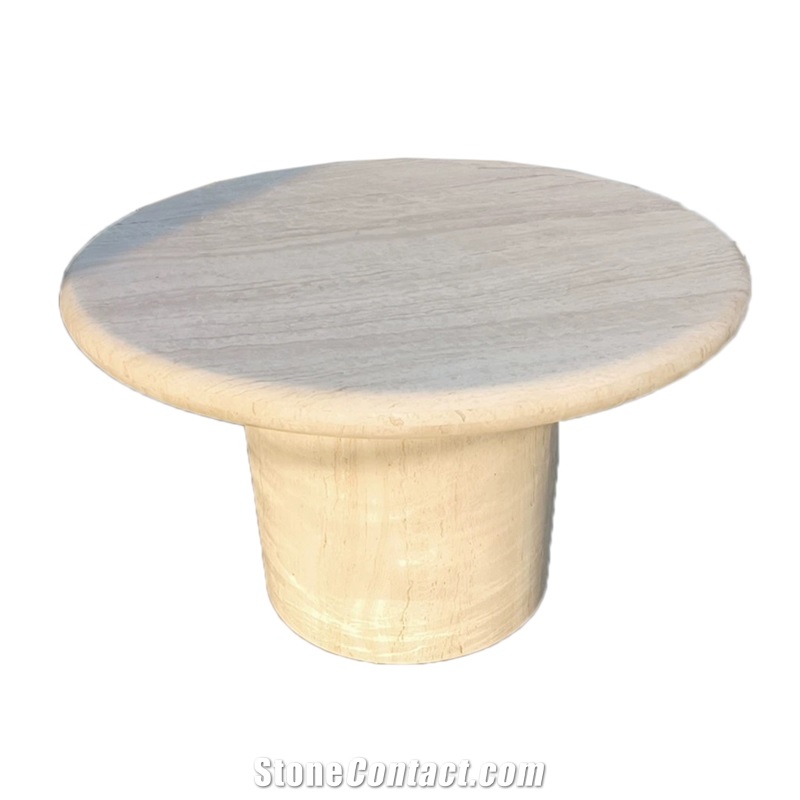 Travertine Round Dinning Table Coffee Table For Home Decor