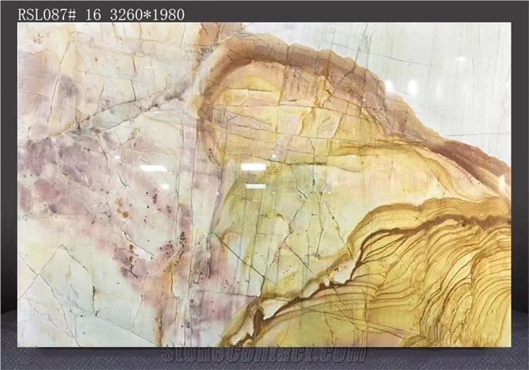 White Gold Quartzite Slab Big Size Large Pattern
