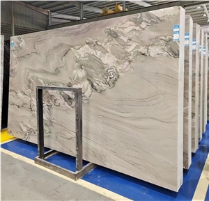 White Grey Color With Few Veins Natural Quartzite Slab Tile