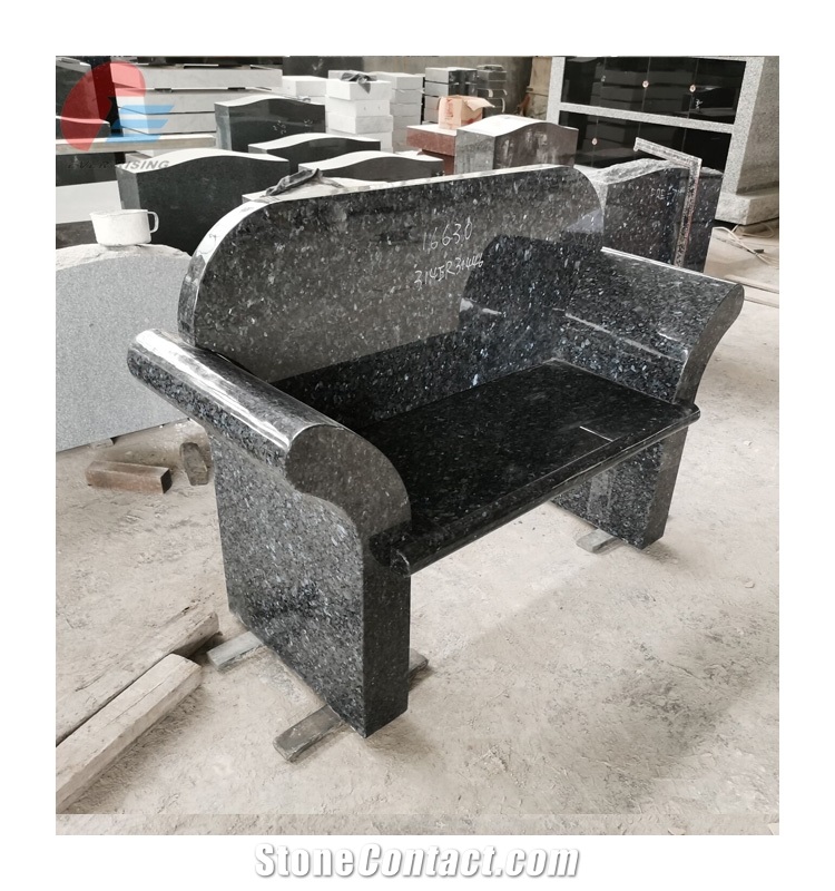 Blue Pearl Granite Garden Bench Chair With Arm