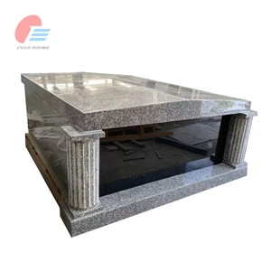 Stin Grey Granite Double Mausoleum Pitched Roof