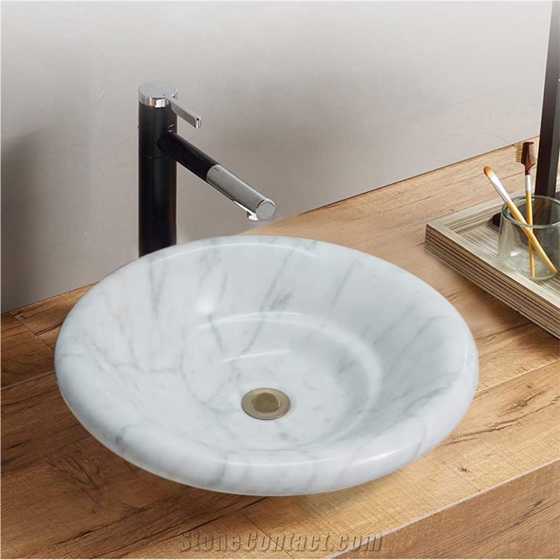 Natural White Marble Washbasin, Marble Sink