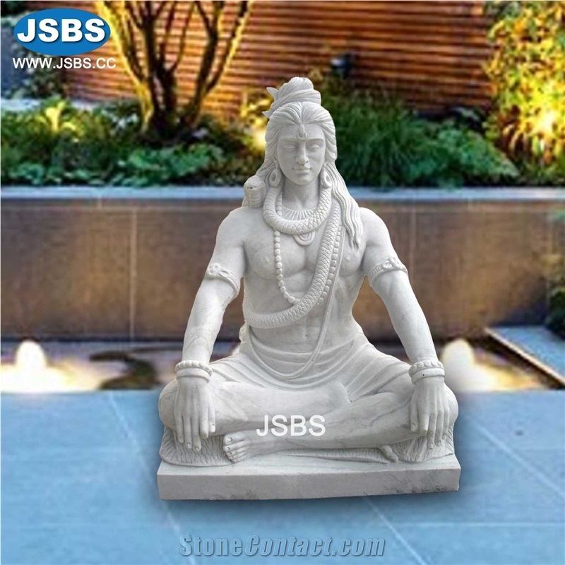 Natural Stone White Marble Indian Shiva Statue Sculpture