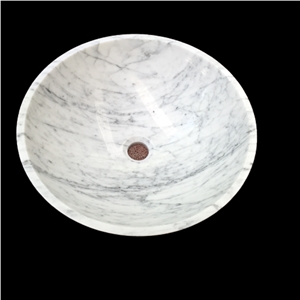 Round Model Carrara White Marble Bathroom Wash Basins