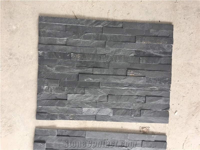 Exterior Black Slate Culture Stone Wall Cladding Panels