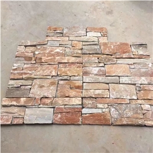 Exterior Natural Slate Stone Golden Cladding Stone Panel