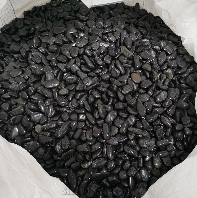 Highly Polished Black Pebble Stone For Garden Decoration