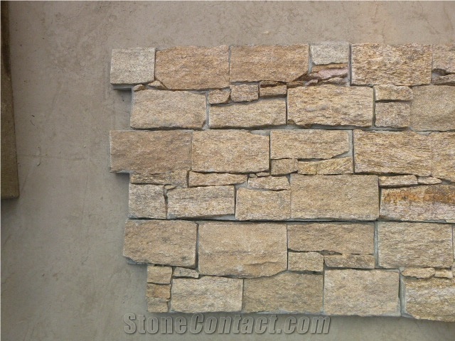 Tiger Yellow Exterior Stacked Stone Veneers Wall Cladding