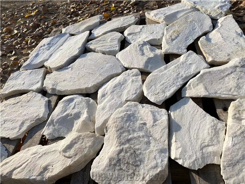 White Quartzite Random Flagstone Tiles For Wall And Floor