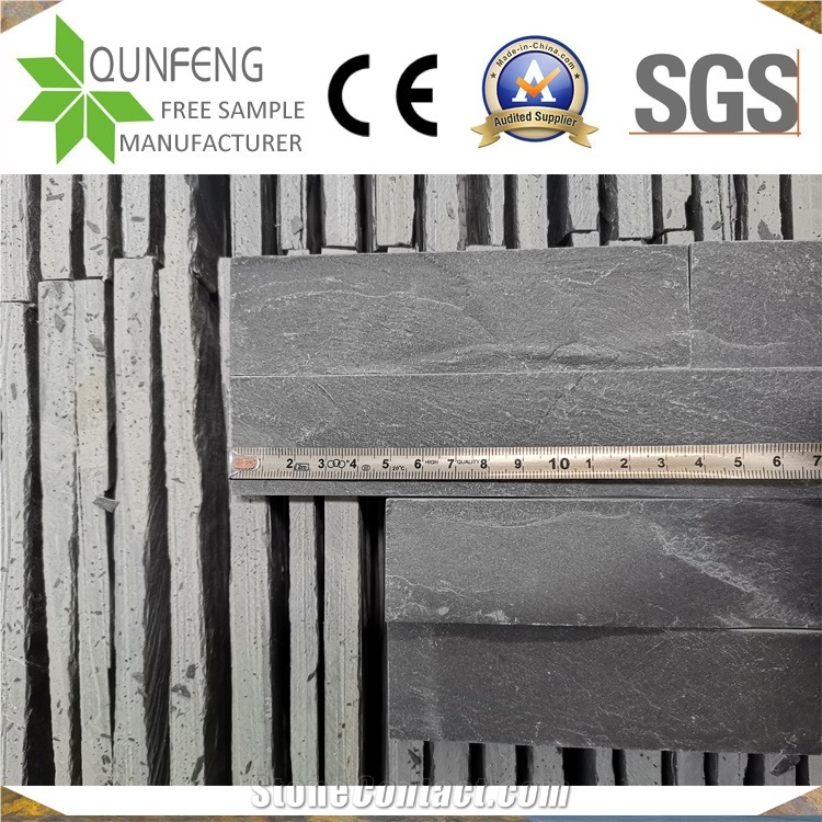 China 15*55CM Split Face Black Interlocking Stone Z Slate