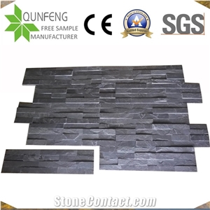 China Natural Split Face Black Stone Slate Wall Panel