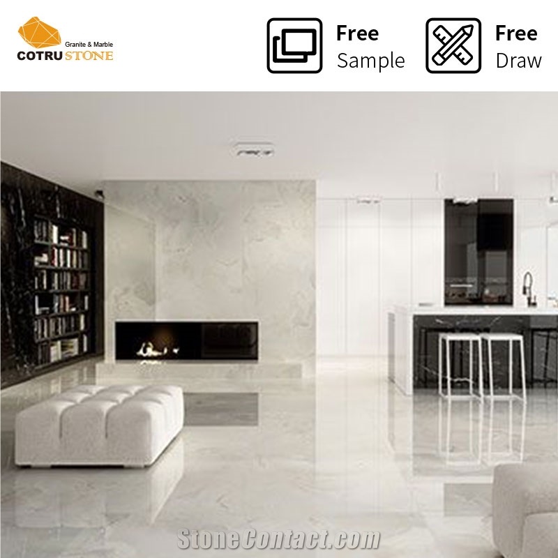 Natural Stone Crystal Pure White Marble Slabs For Decor