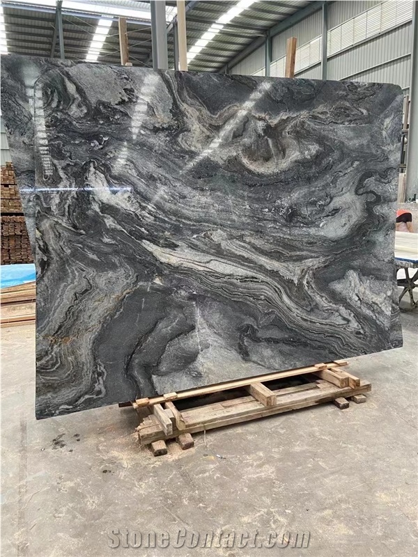 China Silver Waves Grey Marble Big Slab Project Tile Use