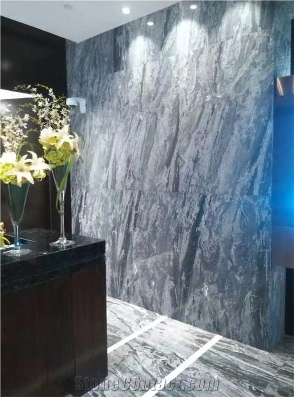 China Silver Waves Grey Marble Big Slab Project Tile Use