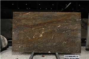 Gold Silk Quartzite Golden Stone Bookmatched Slab Tile