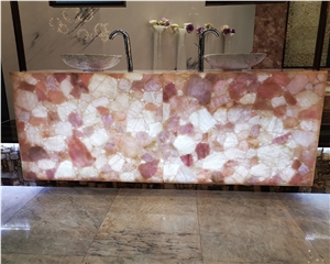 Artificial Crystal Home Design Pink Semiprecious Countertops