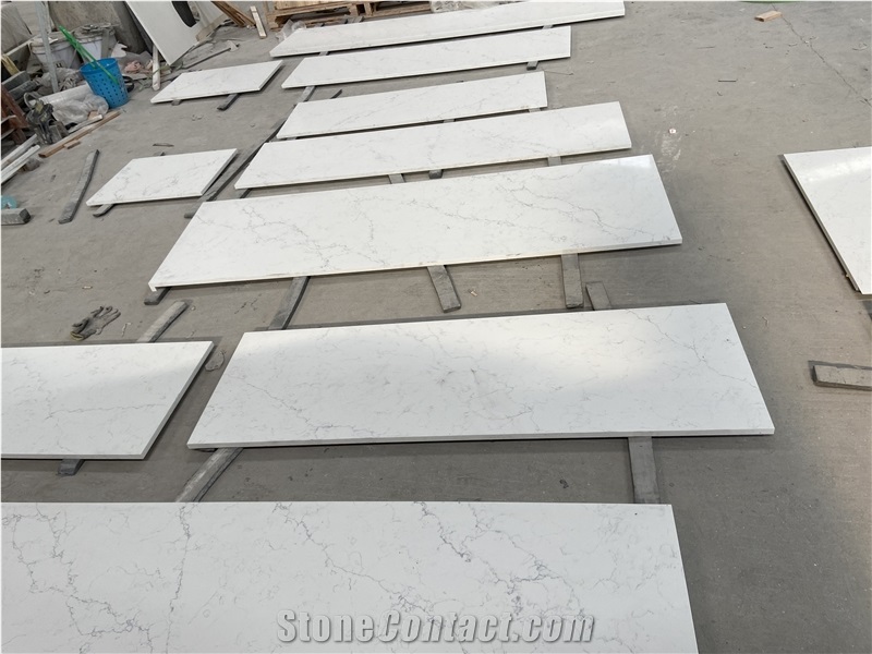 Calacatta White Quartz Engineered Stone Slabs For Countertop