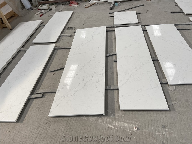 Calacatta White Quartz Engineered Stone Slabs For Countertop